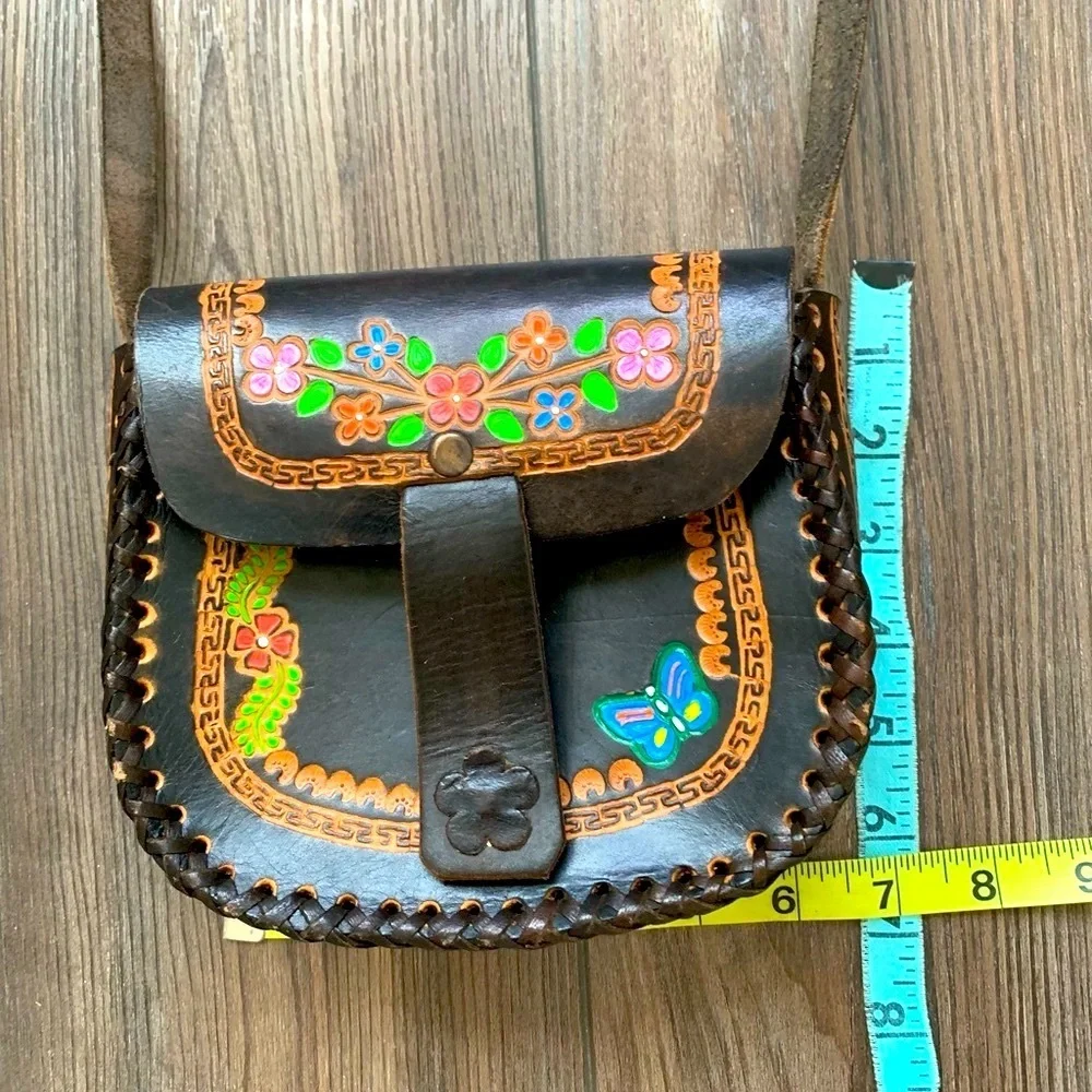 Handcrafted Floral Leather Bag - Picture 3 of 8